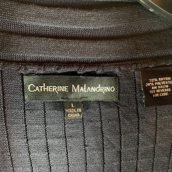 Catherine Malandrino Women's Blue Long Sleeve Pleated Knit Cardigan Size L 9171 - Picture 5 of 10